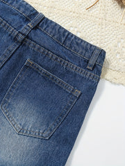 Girls' Ripped Roll Up Denim Shorts for Summer