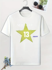 Men's Star & 13 Print T-shirt - Active & Stretchy - Outdoor Tee