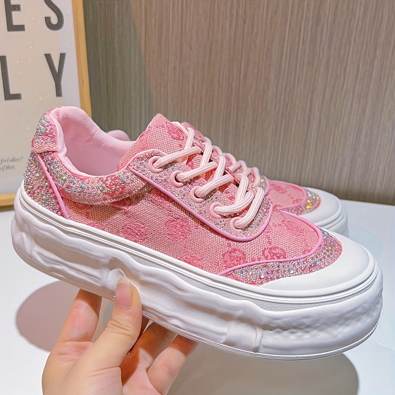 Women's Sequin Printed Thick Sole Sneakers Sport Shoes