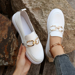 Women's Buckle Decor Flat Slip On Loafers