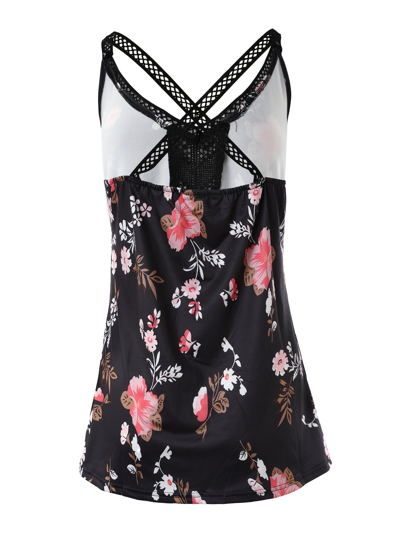 Lace Floral Print Sleeveless Summer Top