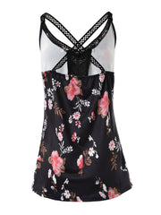 Lace Floral Print Sleeveless Summer Top