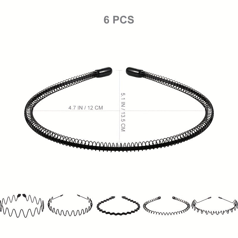 6pcs Wavy Metal Headband for Face Washing Makeup Skincare