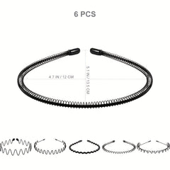 6pcs Wavy Metal Headband for Face Washing Makeup Skincare