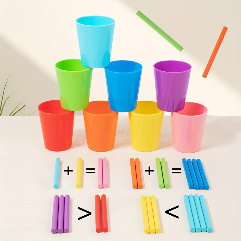 Wooden Sorting Puzzles Educational Arithmetic Stick Cup Toy Kids