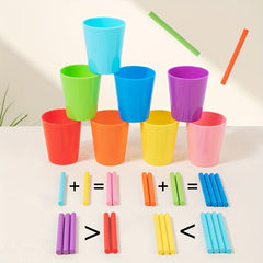 Wooden Sorting Puzzles Educational Arithmetic Stick Cup Toy Kids