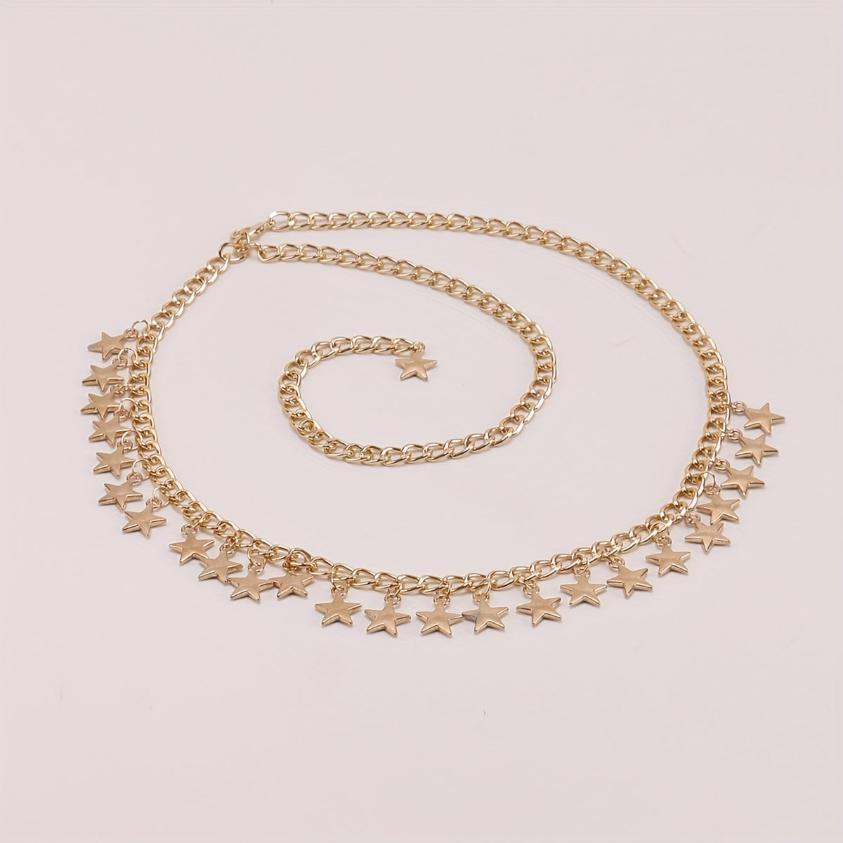 Golden Star Pendant Waist Chain Boho Metal Chain Belt Dress Girdle Women