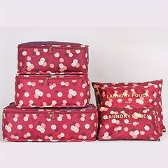 6 Pc Flower Pattern Bag Sets Travel Luggage Bags Dustproof Bags