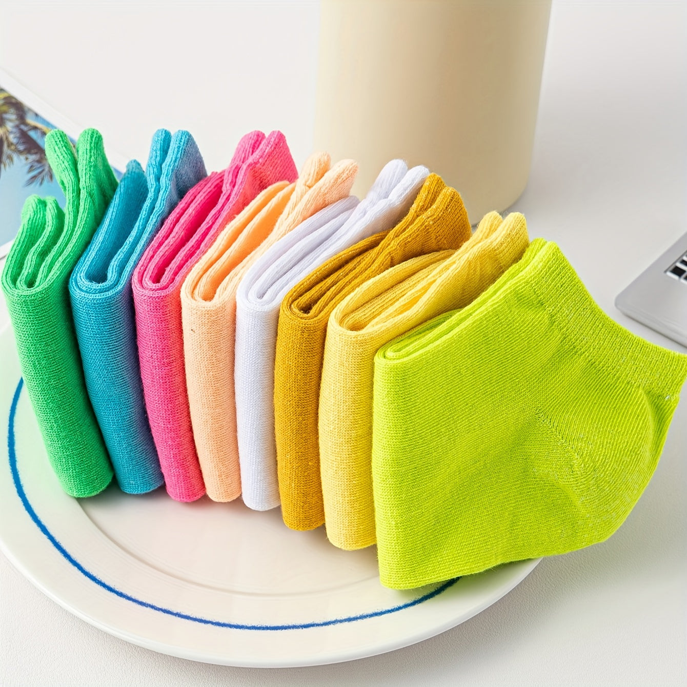8 Pairs Solid Ankle Socks Soft & Comfy Women's Stockings