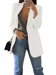  Casual Blazer Women's Solid Long Sleeve Suit Coat