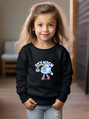 Girls Cloud Pattern Crew Neck Sweatshirt For Spring Fall