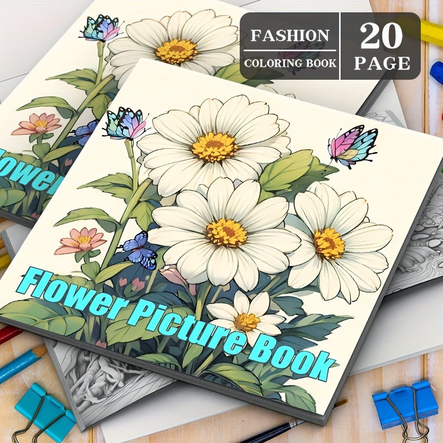 Thick Watercolor Paper Coloring Book for Adults - Mixed Floral Patterns