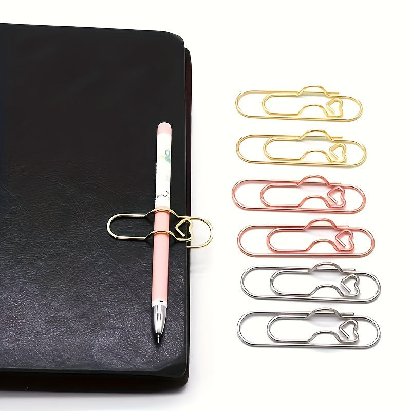 10pcs Metal Pen Clips Notebook Paper Clips Stationery Tools
