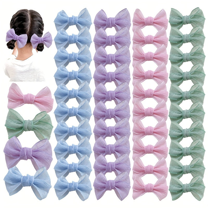 10 Pcs Mesh Bow Hair Clips For Women