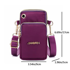 Women's Crossbody Bag with Zipper, Nylon Storage for Coin & Earphone