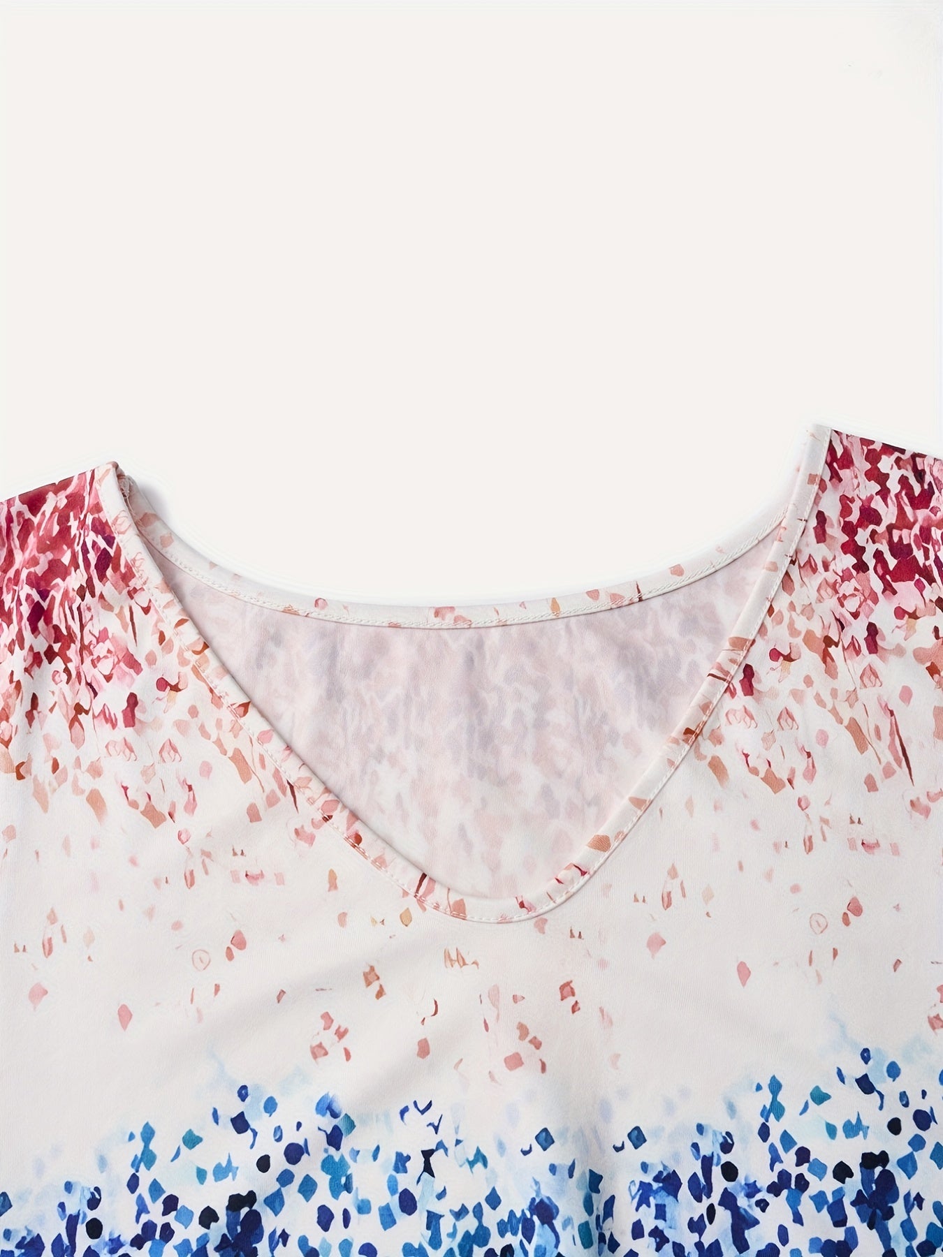  Colorblock Allover Print V Neck Tank Top