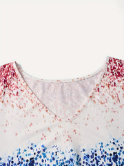  Colorblock Allover Print V Neck Tank Top