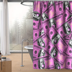 Money Shower Curtain Cash Theme Bathroom Decor Waterproof Polyester
