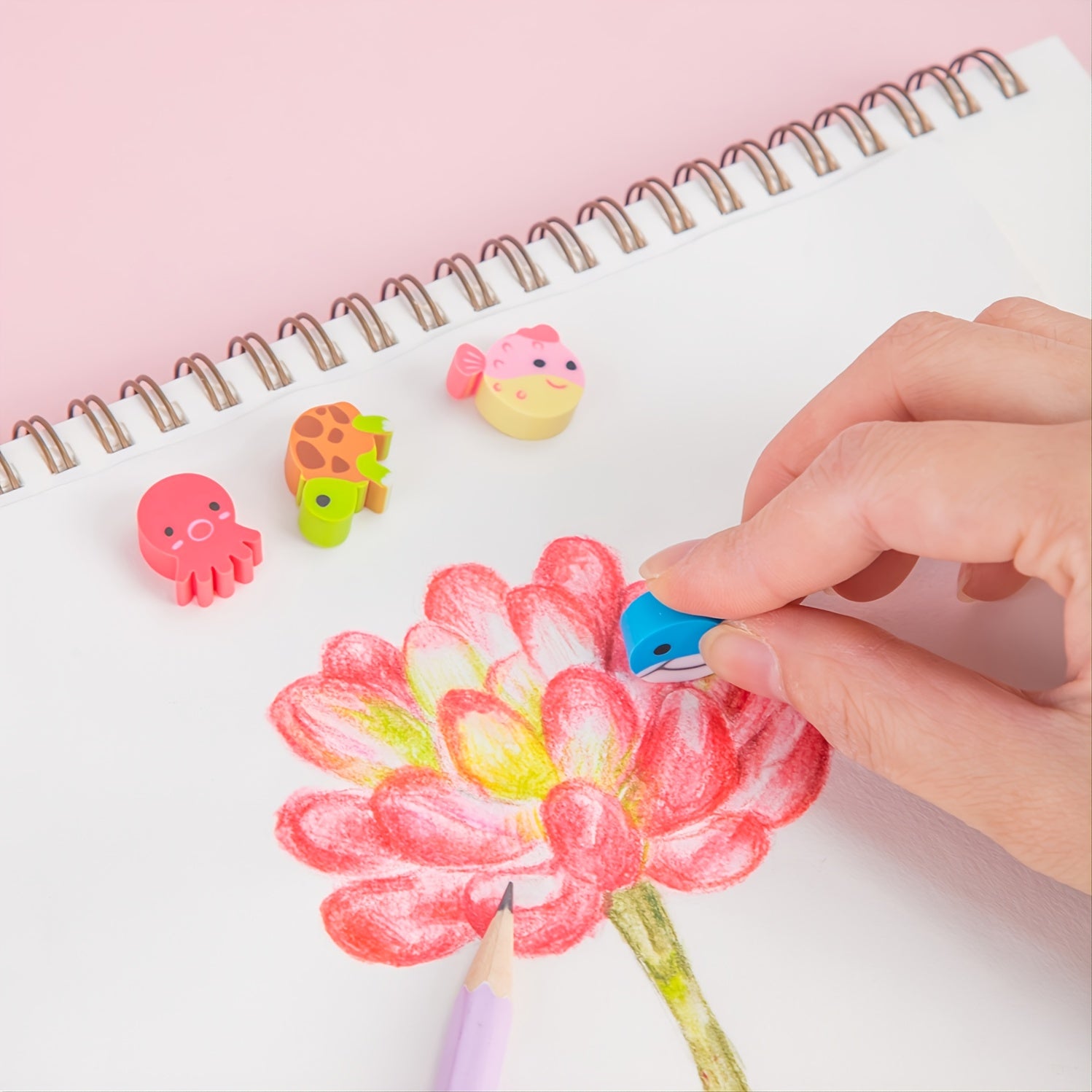 20pcs Animal Eraser Bucket - Assorted Animal Shaped Erasers