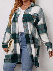  Plaid Print Long Sleeve Tunic Shirt Top