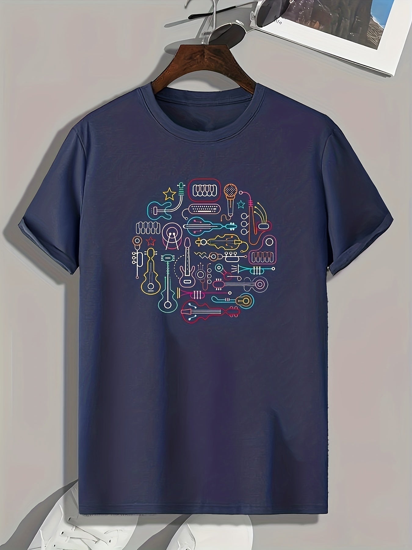 Band Elements Pattern Print Men's Sports T-shirt