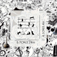 50pcs Musical Note Graffiti Stickers for Laptop Helmets Water Cup Decoration