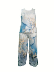  Colorblock Stripe Tank Top & Pants Set