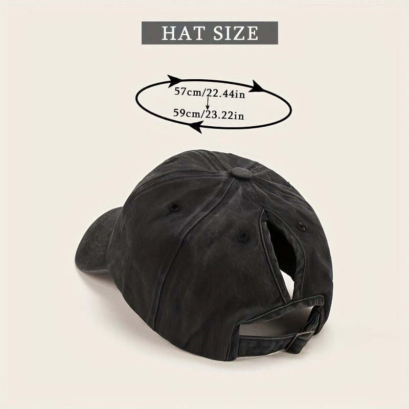 Ponytail Washed Baseball Cap Solid Sun Hat Dad Hat