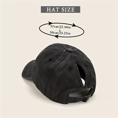 Ponytail Washed Baseball Cap Solid Sun Hat Dad Hat