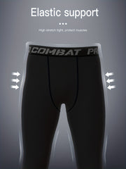 Men's Solid Compression Leggings for Running Training