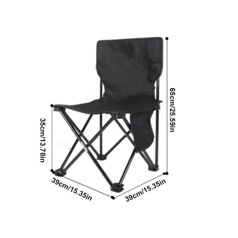 Portable Folding Chair with Side Pocket for Camping Fishing Travel