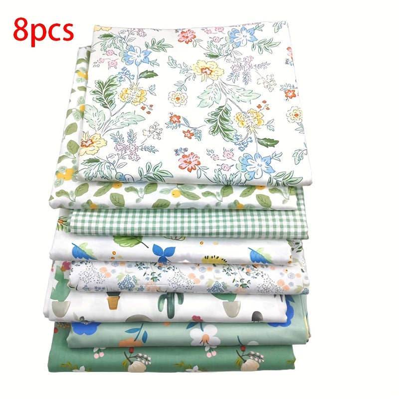 8pcs Cotton Twill Printed Fabric Patchwork Floral Bedding DIY Cloth
