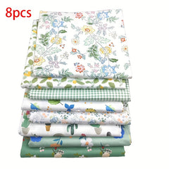 8pcs Cotton Twill Printed Fabric Patchwork Floral Bedding DIY Cloth