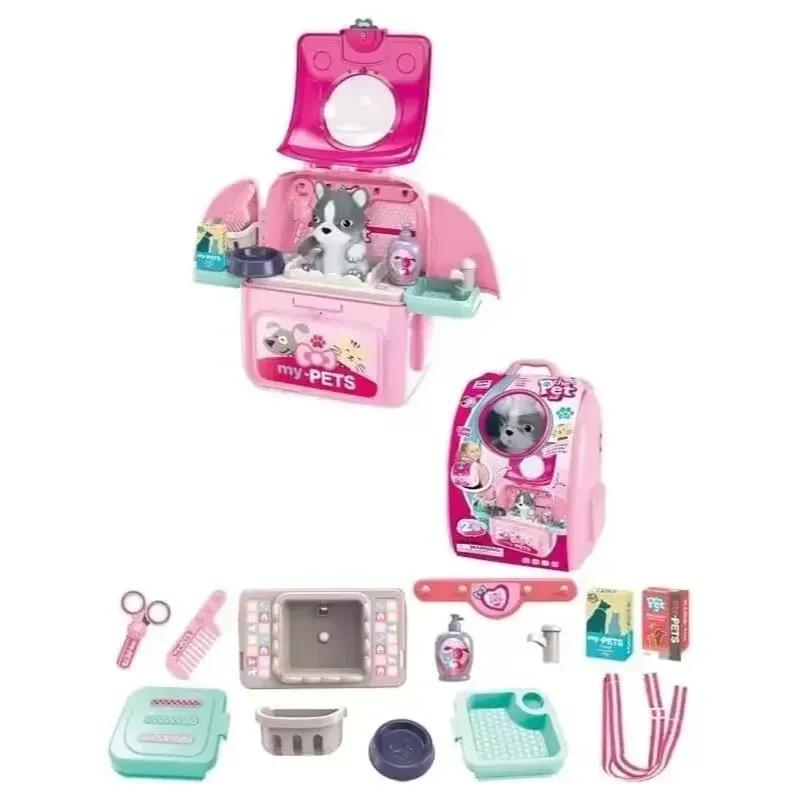 Backpack Pet Care Play Set Grooming Toys for Kids