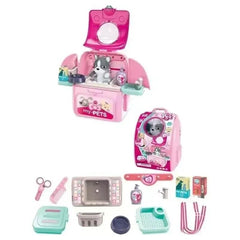 Backpack Pet Care Play Set Grooming Toys for Kids
