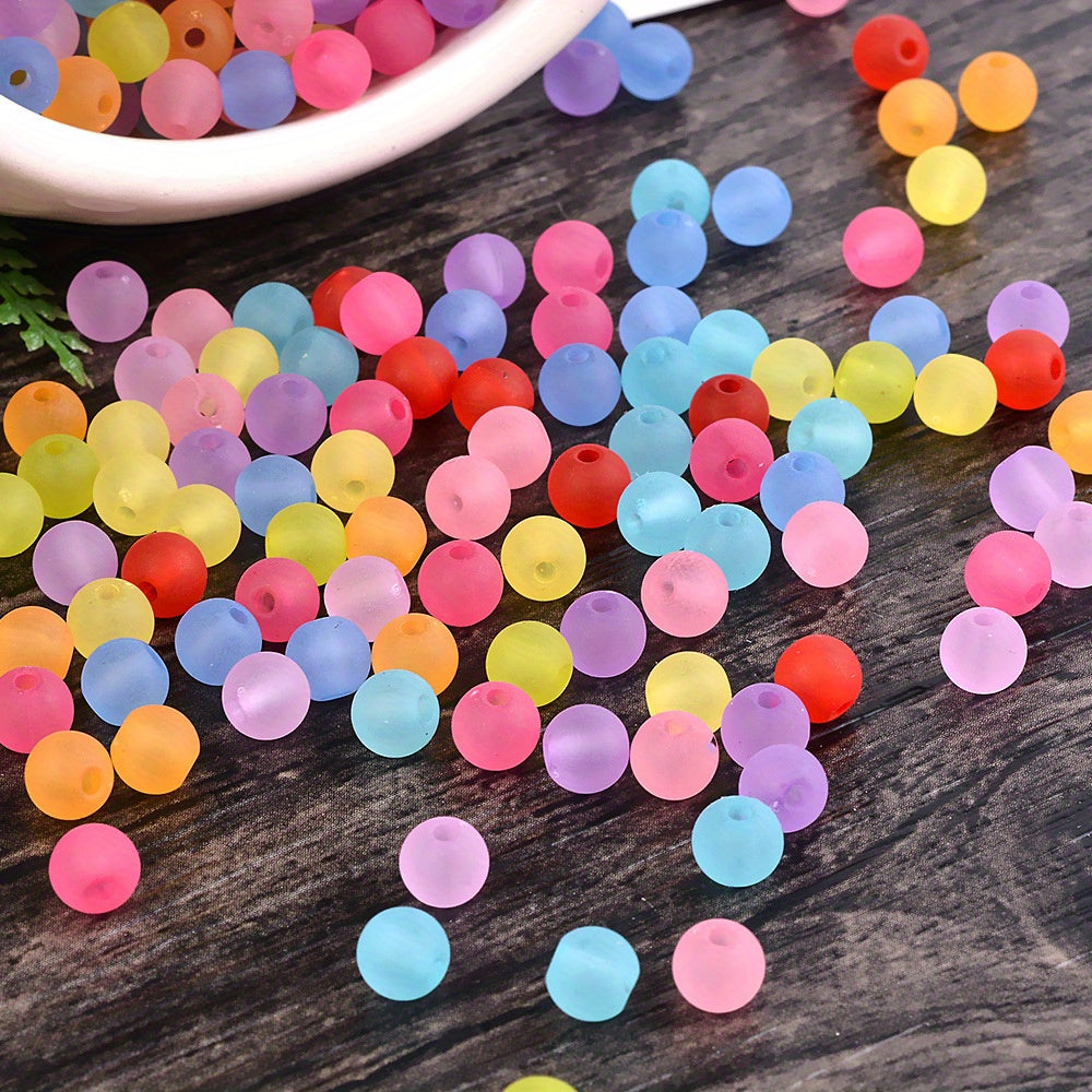 500Pcs 6mm Frosted Crystal Glass Round Spacer Beads Random Mixed Colors