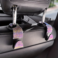 2pcs Bling Car Seat Back Hook Rhinestones Car Handbag Purse Holder