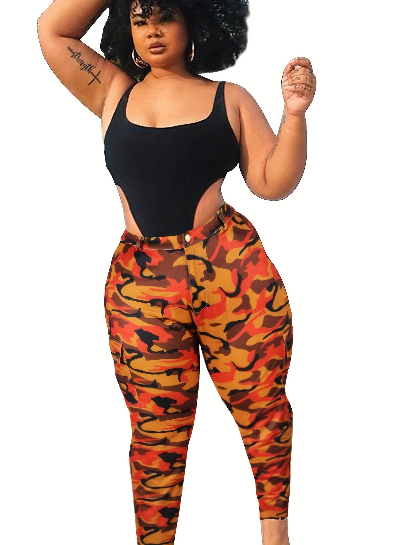  Y2K Cargo Pants Women's Plus Cargo Print High Rise