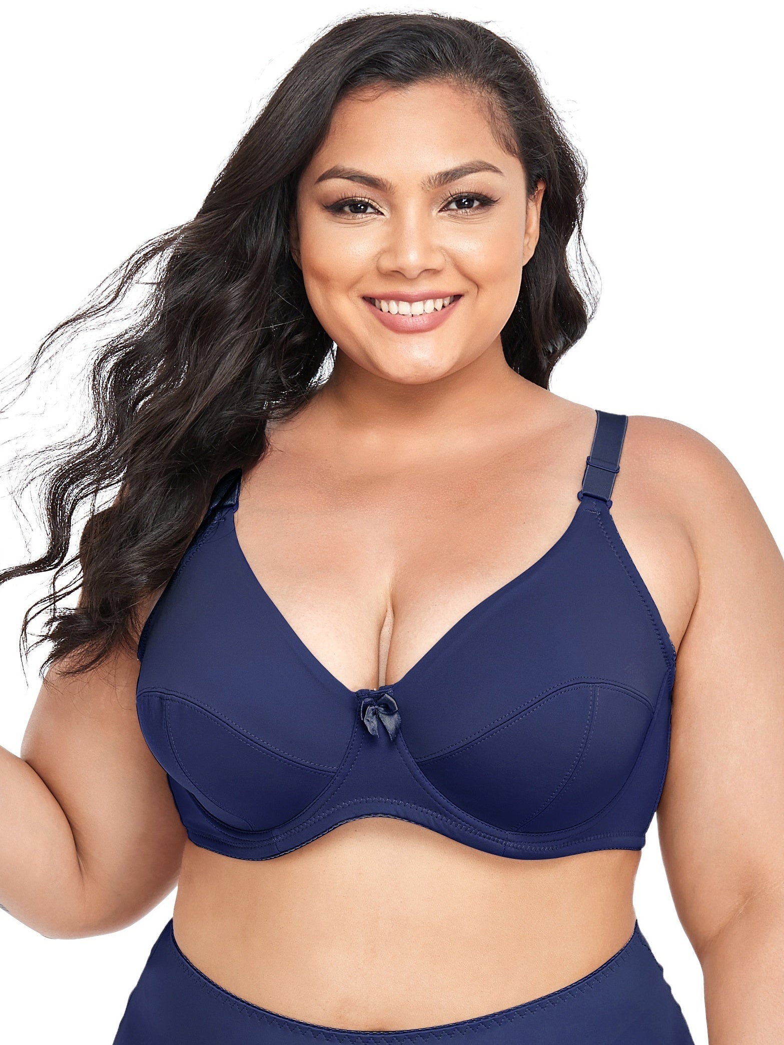  Casual Bra Women's Plus Plain Mini Bow Medium Stretch Push Up Bra