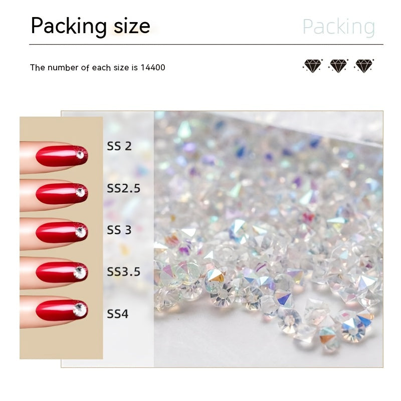 Glass Crystal Flat Back Nail Rhinestones 1440pcs