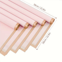 20 Sheets Pink Waterproof Floral Wrapping Paper Golden Edge Bouquet Gift Packagi