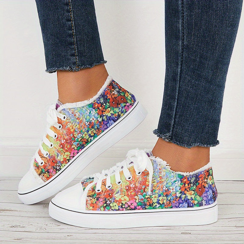 Women's Colorful Sequin Flat Shoes Lightweight Comfortable Lace Up Sports Shoes