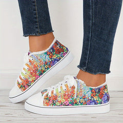 Women's Colorful Sequin Flat Shoes Lightweight Comfortable Lace Up Sports Shoes