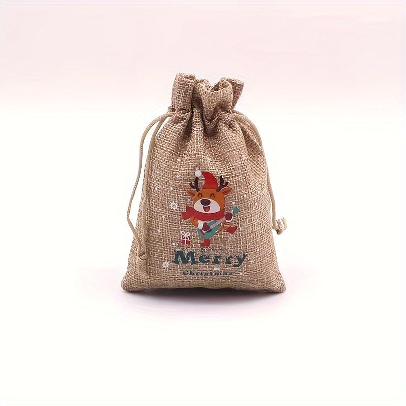 Christmas Burlap Bag Candy Snack Storage Packaging Gift Bag