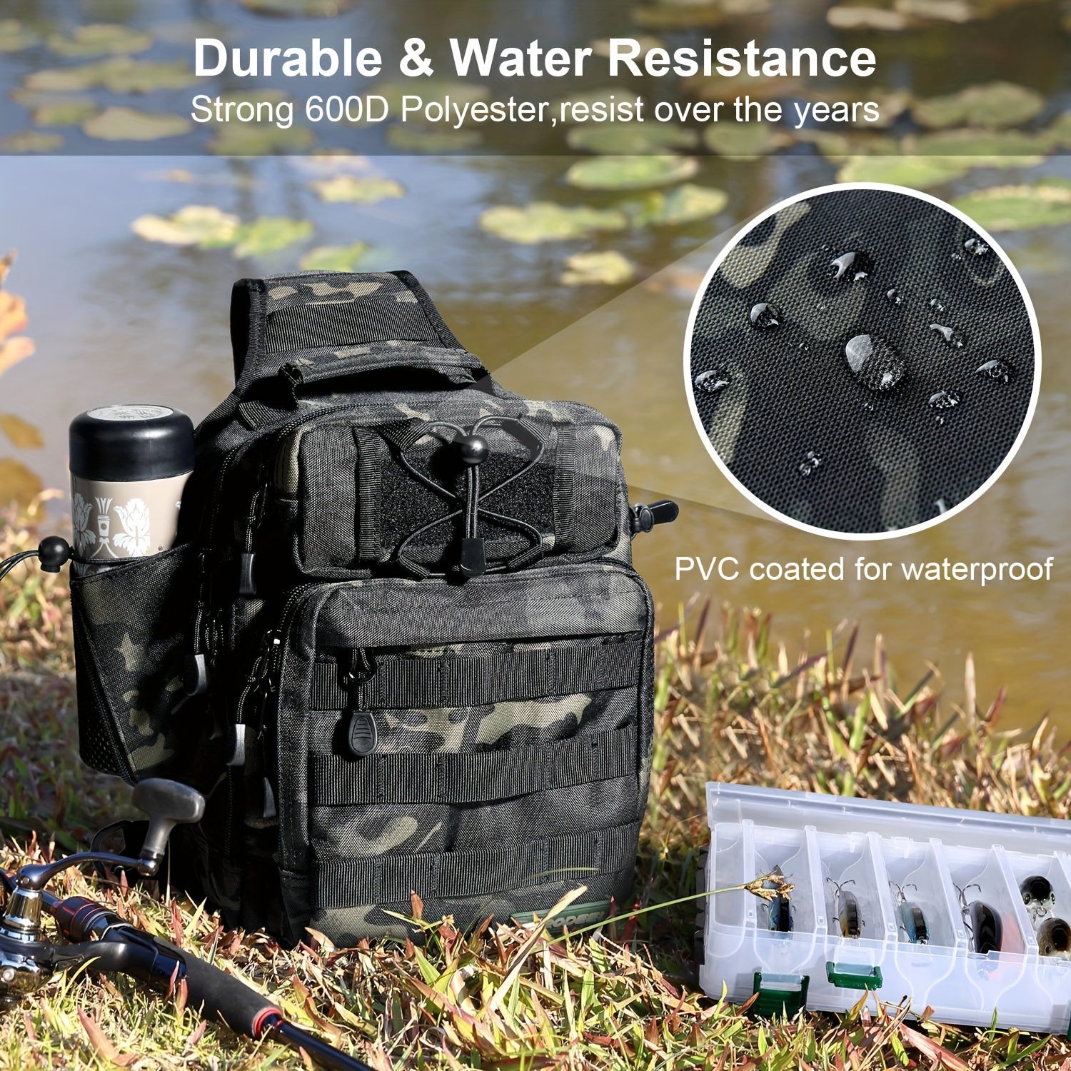 Multifunctional Fishing Backpack Waterproof Storage Bag with Tackle Box