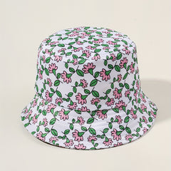 Leaf Flower Print Bucket Hat Casual Sunscreen Fisherman Cap