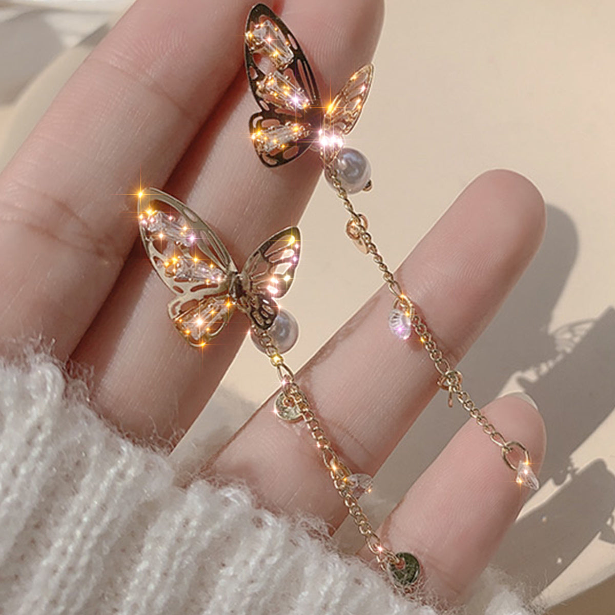 Butterfly Zircon Tassel Earrings 14K Plated Women Party Favors