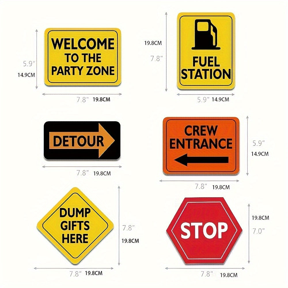 Construction Zone Party Decorations 12pcs Traffic Sign Cutouts