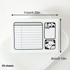 Cow Cat Student Memo Pad Non Sticky Paper Learning Notes