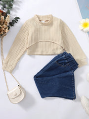Girls Turtleneck Top & Jeans Set